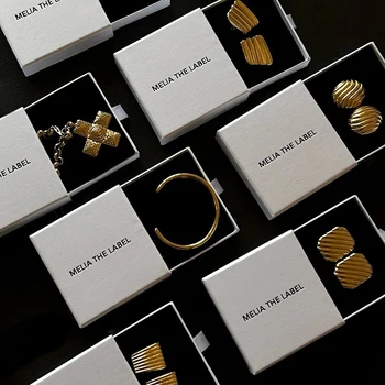 Custom Luxury Logo Color Jewelry Rigid Paper Gift Boxes Drawer Gift Box With Velvet Foam Insert for Necklace Ring Earrings