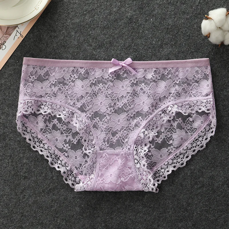 40530 Women's Sexy Lace Panties Briefs Breathable Middle Waist Young ...