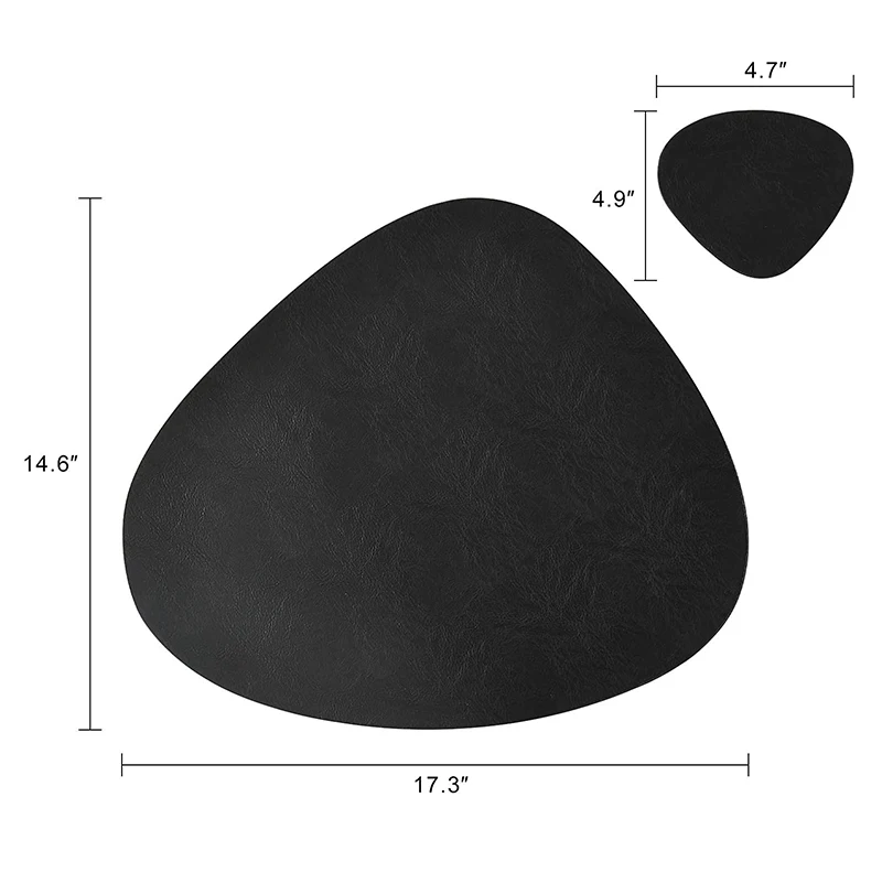 PU Leather Washable Round Table Mat  Coffee Mats Heat Resistant  Placemats  Coaster Set for Kitchen Dining Table