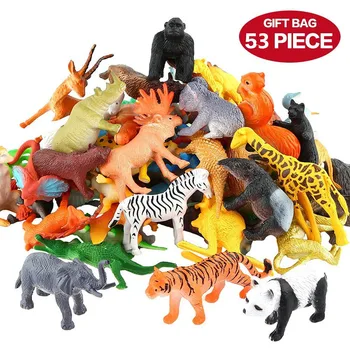 53Pcs/set Animal Toy Simulation Mini Jungle Dinosaur Model Plastic Collection Kids Action Character Toy