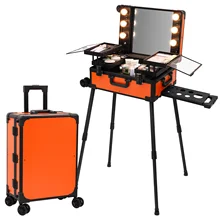 Keyson Factory Wholesale New Design Lighted Makeup Case Makeup Station With Speaker  Mirror Lights for Makeup Artist