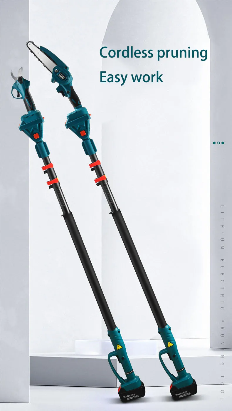 Cordless High Branch Pruner Telescopic Electric Pruning Shears With 