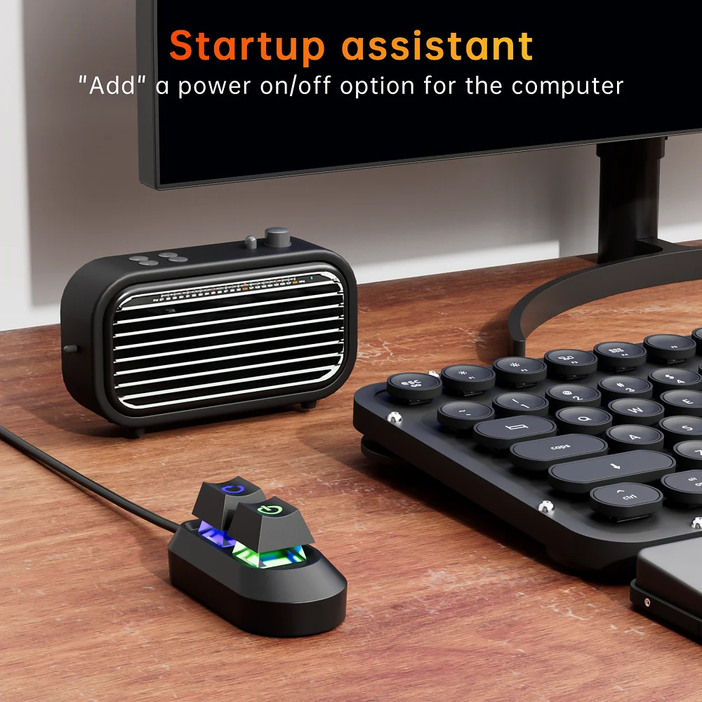 PC-stroom- en desktopschakelaar met LED-knop en verlengkabel (wit PC-stroom- en desktopschakelaar met LED-knop en verlengkabel (wit