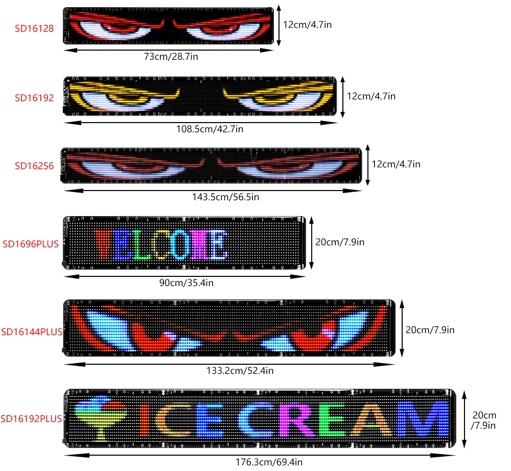 App Control Car Window Flexible Led Display Ojos Led Para Autos Camion Windshield Eye Flexible Messages Scrolling Led Screen