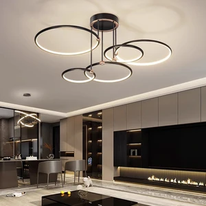 Modern Minimalist Large Ceiling Light 3D Printed Design with Golden Aluminum Finish for Bedroom and Living Room