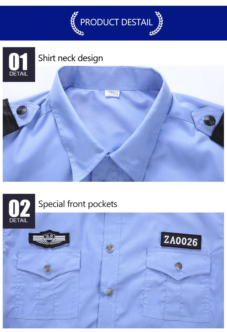 Custom Color Security Guard Uniform Shirt White Men Breathable Office ...