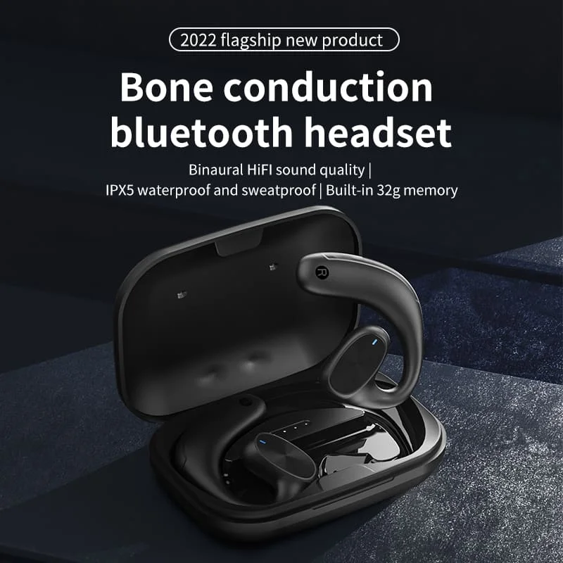 X6 Bone Conduction Bluetooth Headset Open-Ear Design Anti-Sweat Rain Noise Reduction Digital Battery Display Acoustic Technology