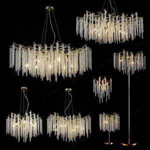 Lamp Gold Black Stair Hotel Designer Kitchen Dining Living Room Large Luxury Ceiling Crystal Modern Pendant Lights Chandelier