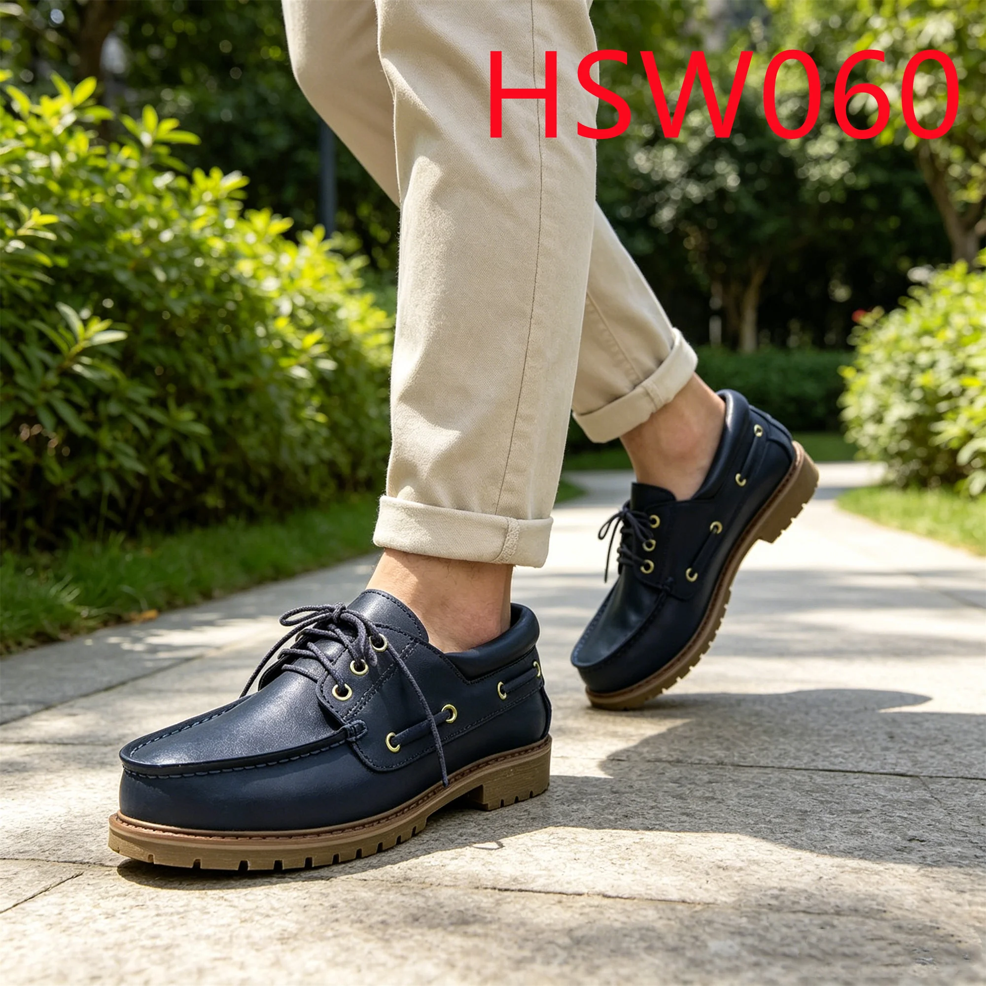 HY,2026 New Style Handmade No Feet Fatigue Casual Loafers Shoes Weekend Escape Wide Fit Chunky Sole Anti-odor Boat Shoes HSW060
