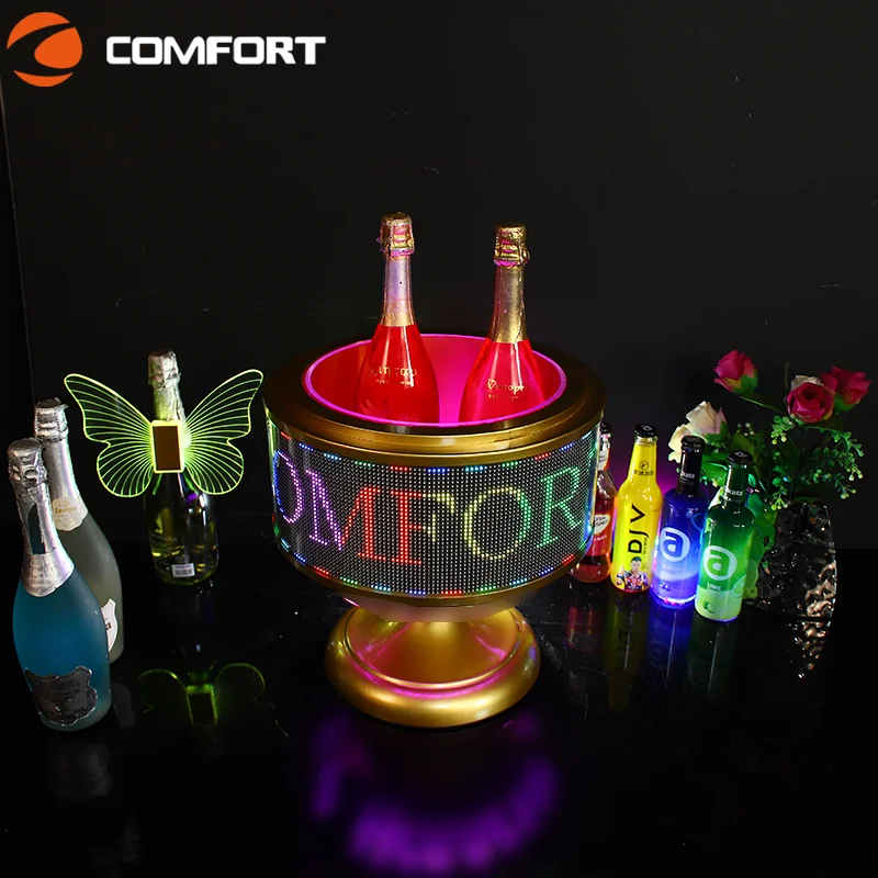 360° Rotating LED Wine Display Stand Customizable Metal Glorifier for Bars & Parties