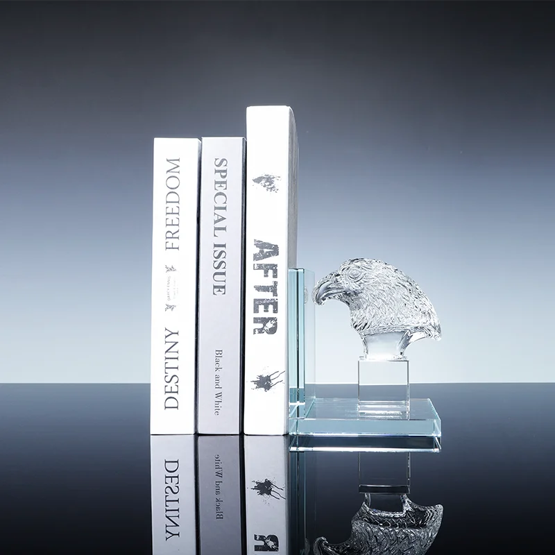 Factory wholesale Various designs decorative k9 crystal L shaped book accessories bookends for home office decor supplier