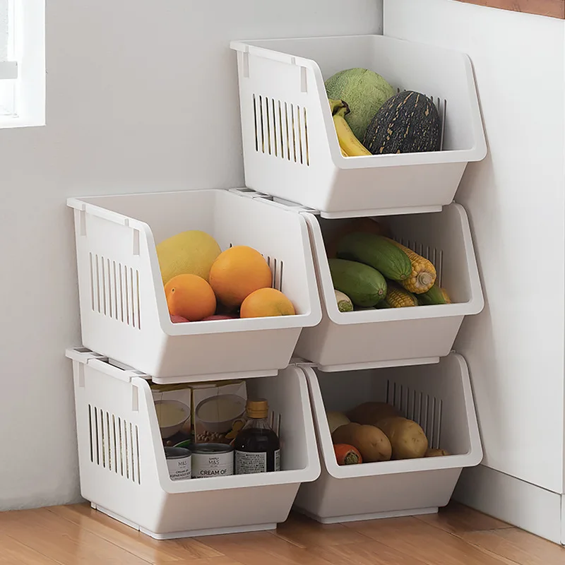 Ready to Ship 3-Pack Plastic Stackable Fruit Clothing Storage Bins