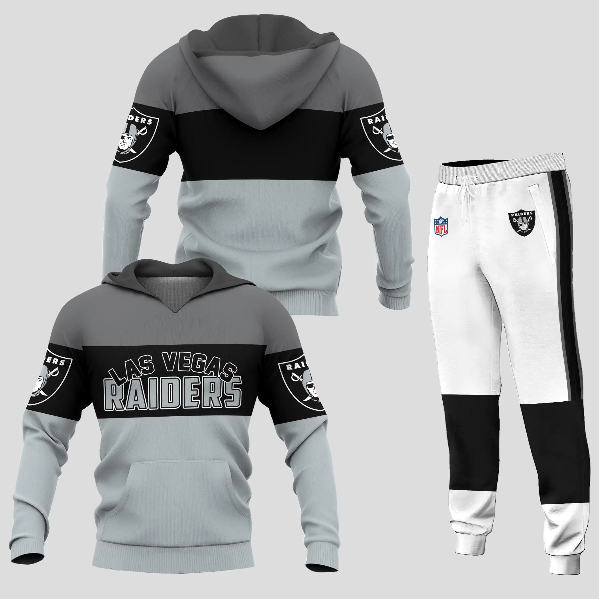 Las Vegas Raiders Mens 2Pcs Hoodie Sweatpants Joggers Tracksuit