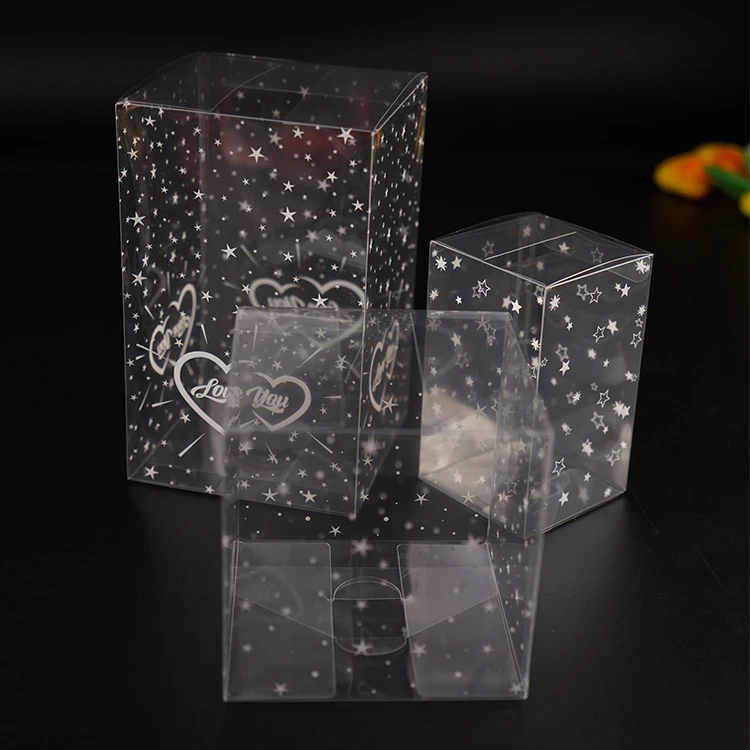 Clear RPET PP PET Rectangular Star Print Shape Gift Box With Lid Rejuvenating Set Acetate Box Packaging