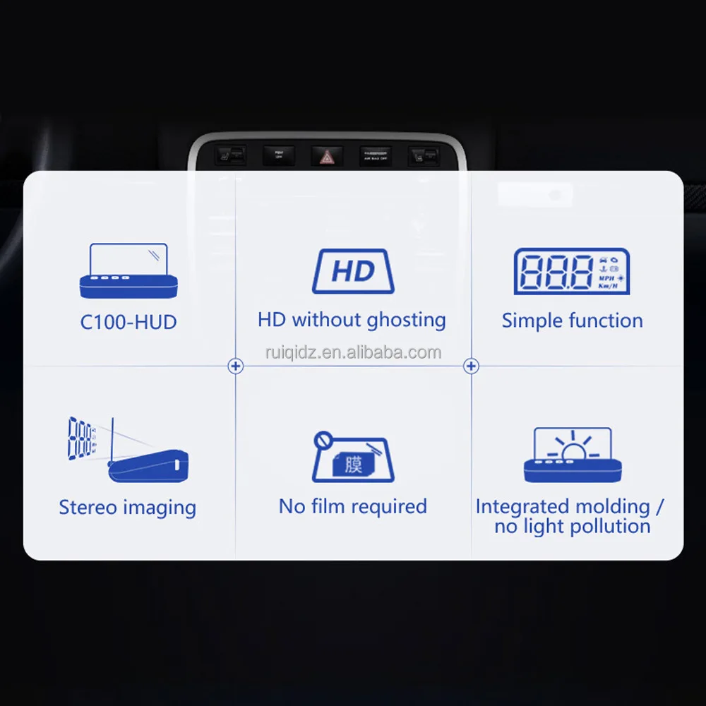 C100 Car Hud Windshield Auto Electronic Voltage Speedometer Alarm ...