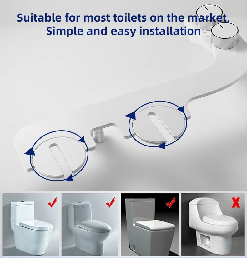 OEM/ODM Hot and Cold Water Toilet Bidet Seat Shattaf Bidet Sprayer Non Electric Bidet Toilet Attachment For Toilet factory