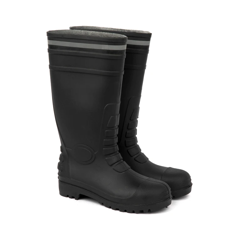 Ce Standard Construction Jelly Pvc Knee Rain Boots Black Safety ...