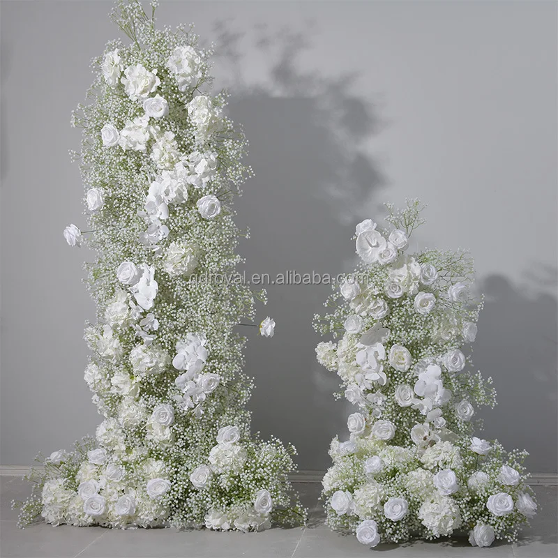 Customized Floral Design Artificial Flower Rows Wedding Backdrop Arch Frame With Flowers