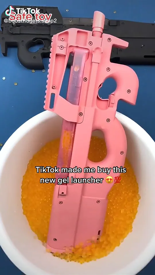 Tik Tok Gel Blaster Blast Toy Gun Nylon Pink P90 With Light Piece