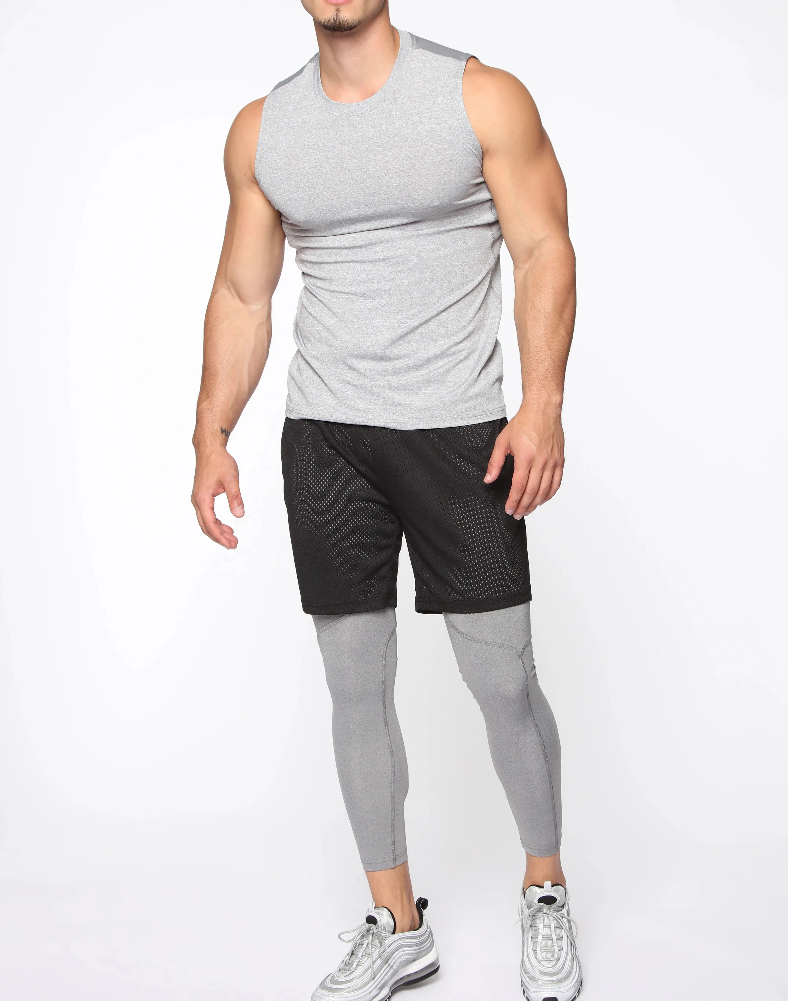 男士运动服紧身衣男士健美健身打底裤压缩跑步裤