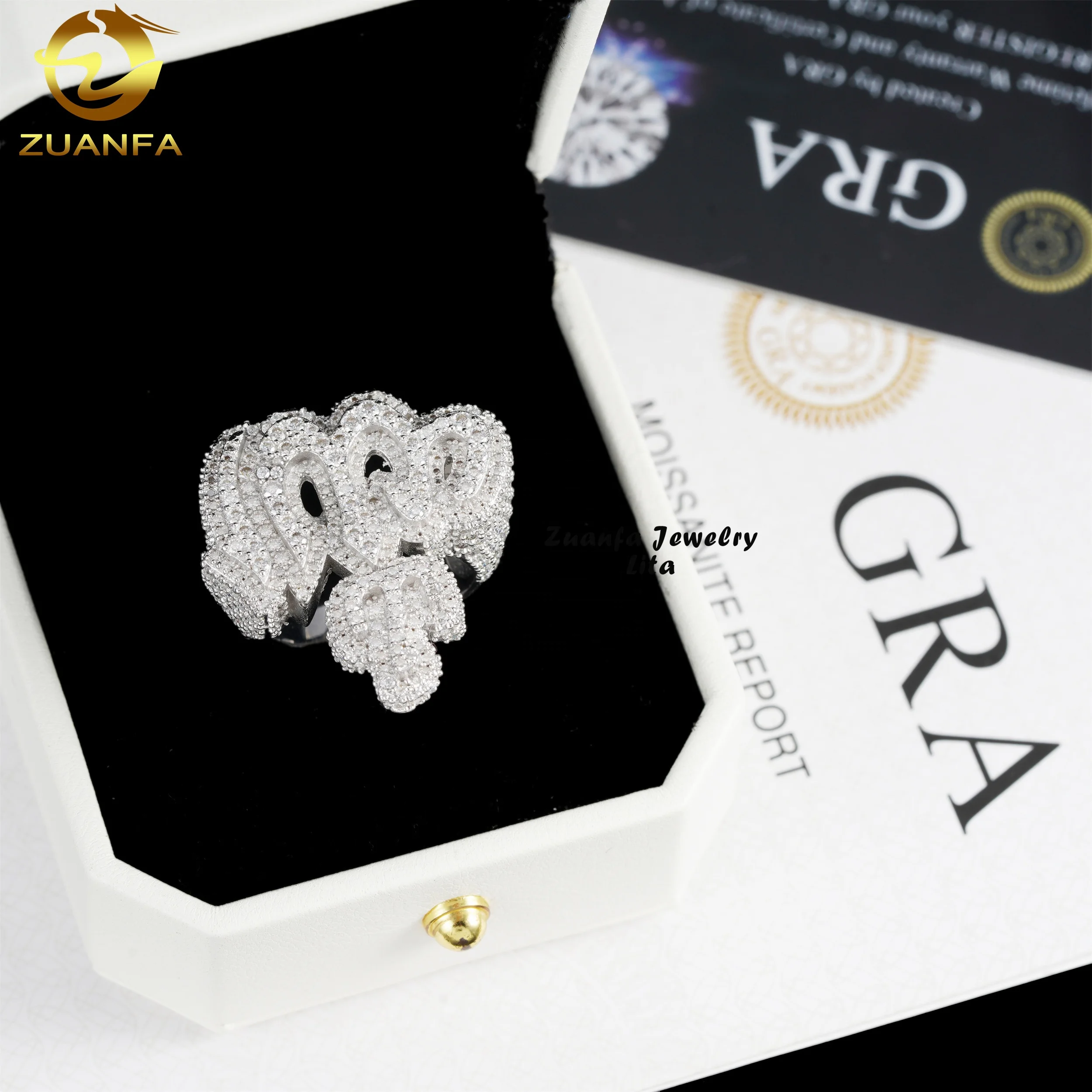 Nieuwkomers 925 Zilveren Allah-Ringen Iced Out Vvs Diamond Heren 
