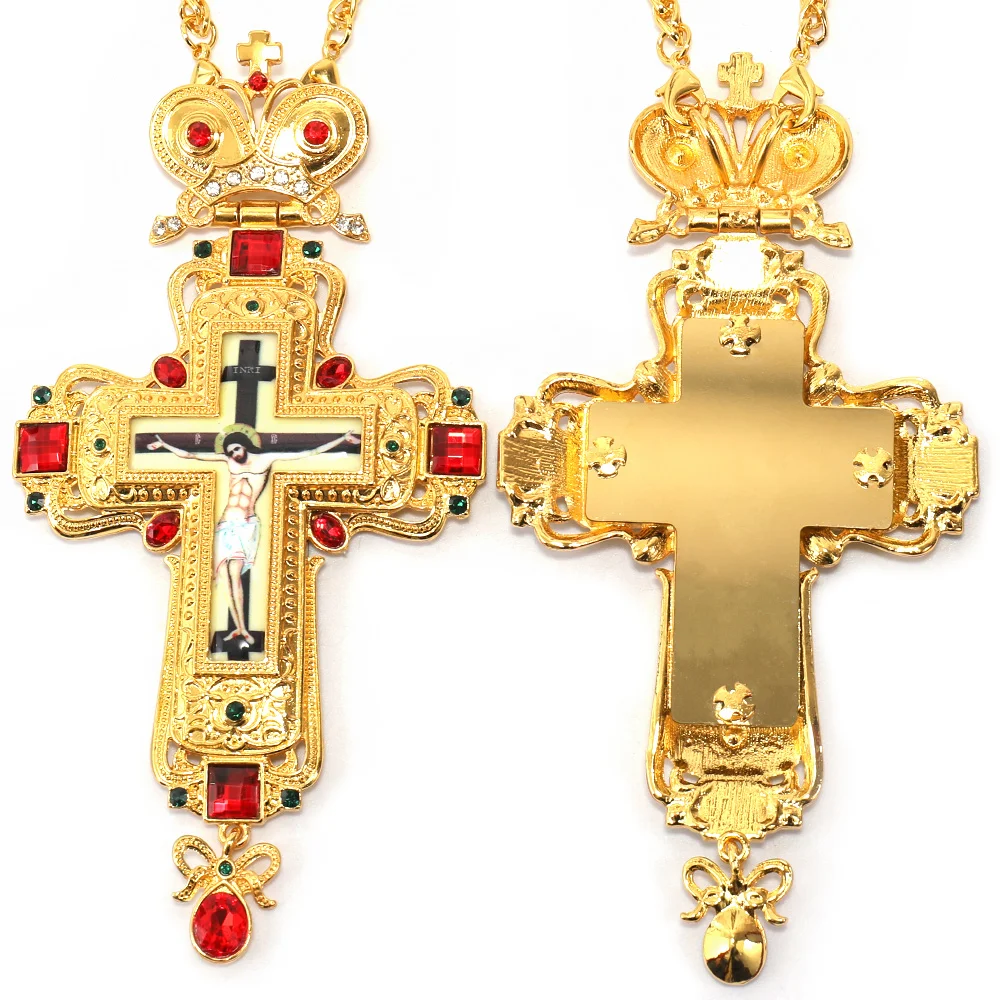 LetCart Croce cattolica cattolica fatta a mano in lega di zinco in metallo croce cattolica verticale da parete con base rimovibile, colore rame