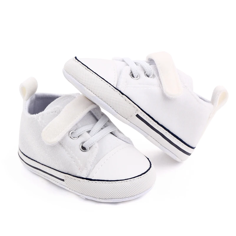 New Arrival Star Dot Canvas Baby Sneakers Shoes Lace up Walking Shoes Soft Sole Slip on House Slippers supplier