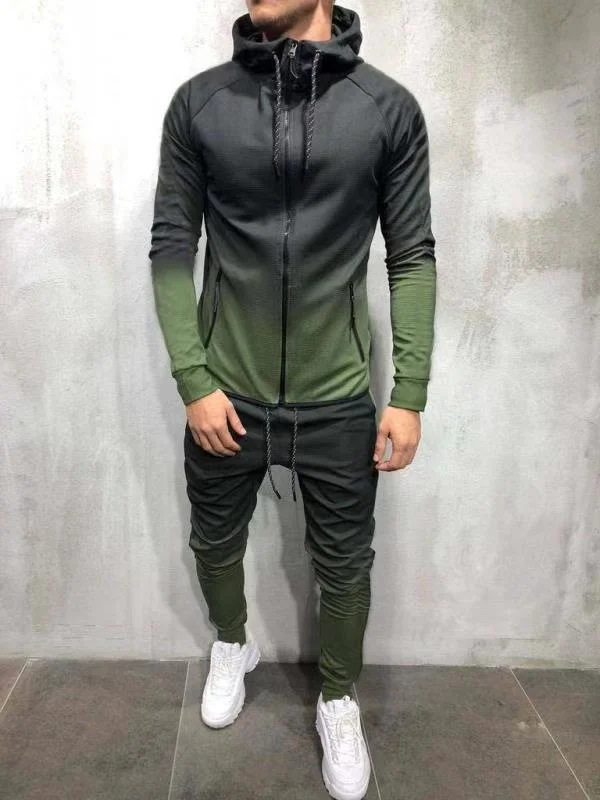Men's Gym Jogging Zipper TrackSuit Sport Jacket Suit Set Trousers Pants Blazer 