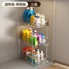 Transparent 3-layer drawer-style storage with dividers