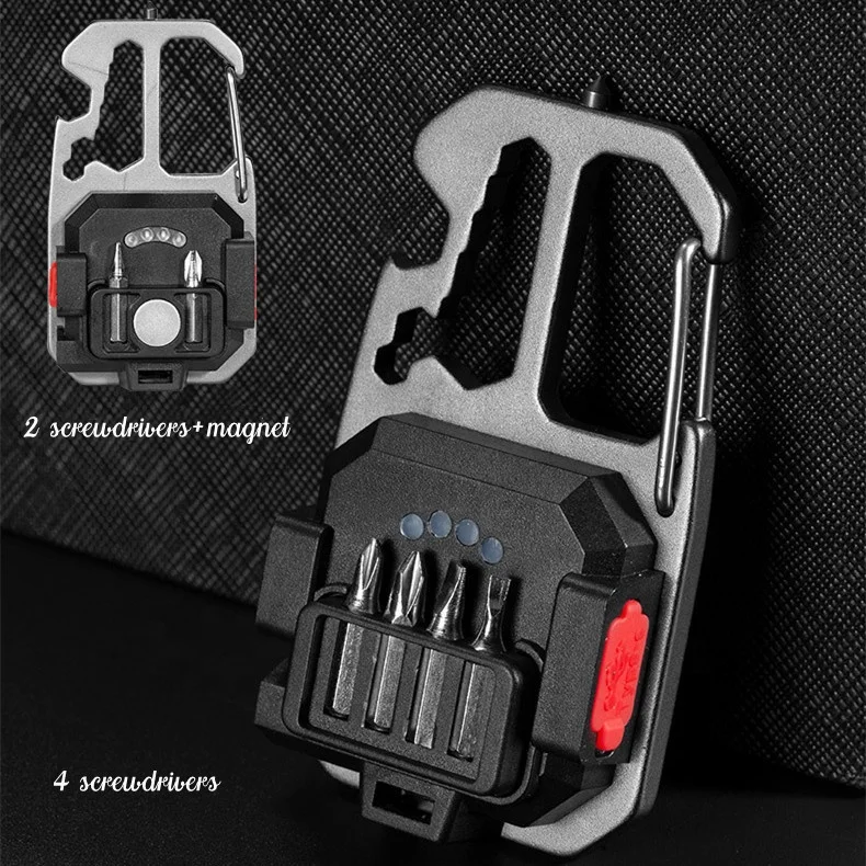 Монолитный светодиодный водонепроницаемый портативный многофункциональный мини-брелок перезаряжаемый фонарик с отвертками и открывалкой для