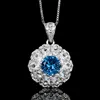 Blue pointed crystal pendant with box chain
