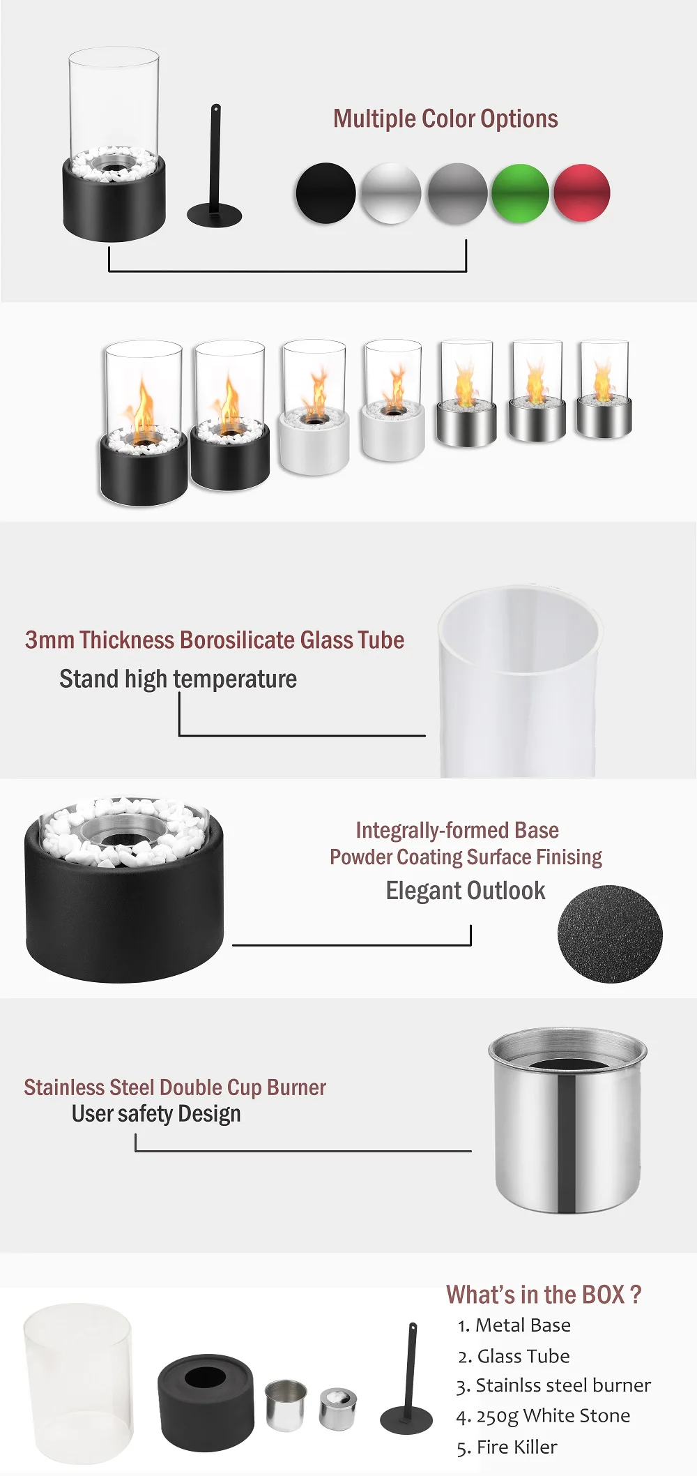 Innoliving Tt15 Mini Chiminea Glass Table Top Fireplace Buy Table