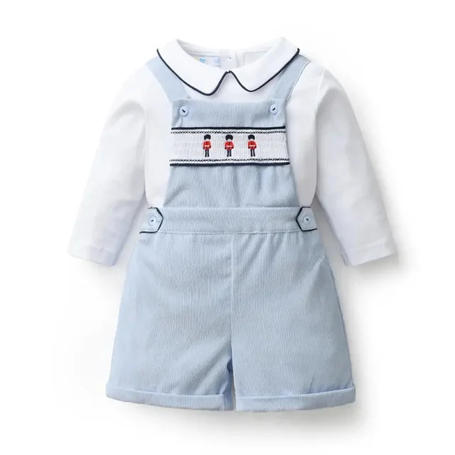Baby Boy Spanish Clothes Set 2023 Children Embroidered Solider Pants White Long Sleeve Cotton Shirt