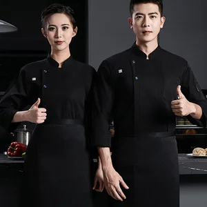 Customizable Long-Sleeved Western Chef Work Clothes Woven Restaurant & Bar Uniforms for Kitchen Cake Shops and Milk Tea Shops