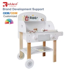 EDULAND Wooden Early Education Play Set Baby Simulation Barbecue Grill Kitchen Toy for Boys & Girls Food & Barbecue Simulation