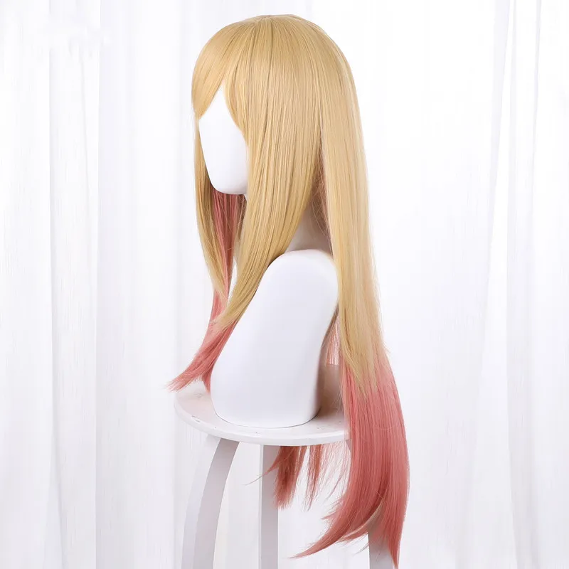 Wholesale My Dress Up Darling Anime Peluca 80cm Long Straight Blonde Pink Mixed Kitagawa Marin Wig Cosplay Synthetic Hair Wig