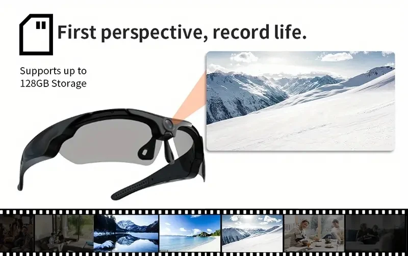 Gafas con cámara de video HD 1080P manos libres, grabadora multifuncional de 5 MP, gafas para fotos