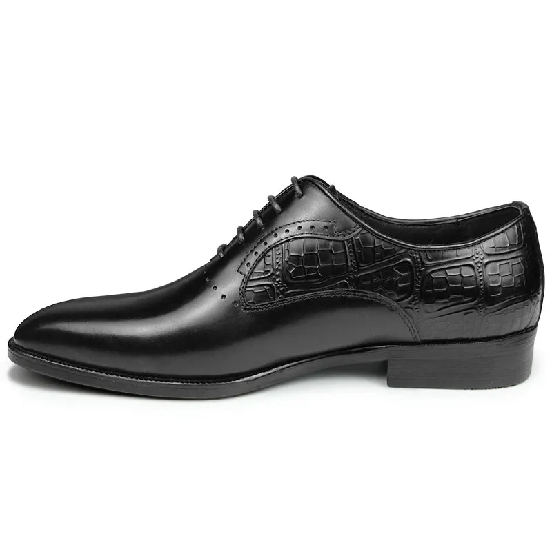 High-End Men's Casual Dress Shoes Black Genuine Leather with Pointed Toe  Customizable for Elegant Autumn Occasions