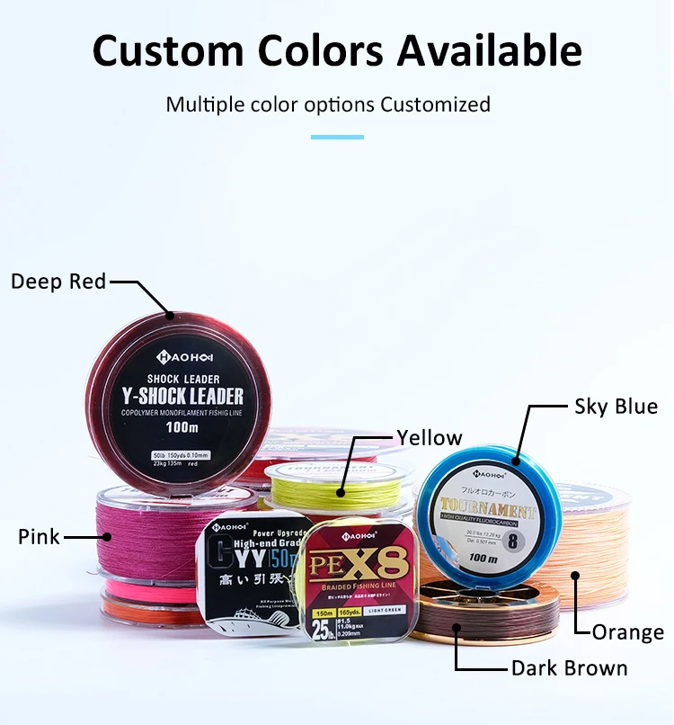 Super Strength 8 Strands Multicolor 100m Braided Fishing Line Color