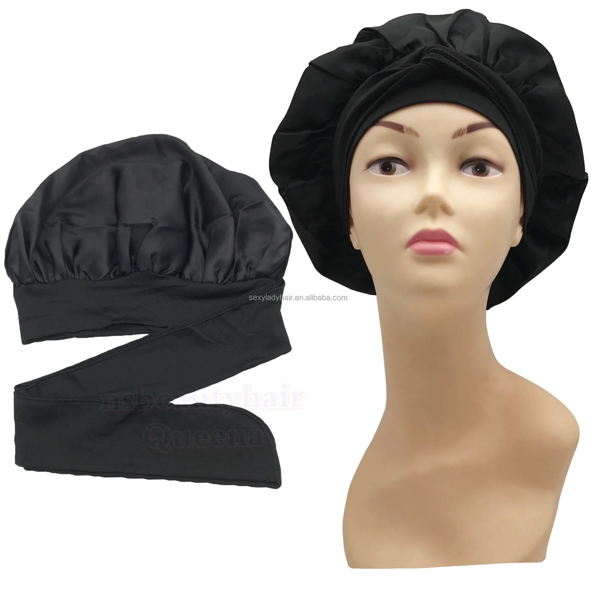 Fashion Hair Silk Bonnet Sleeping Cap Women Elastic Tie Band Custom ...