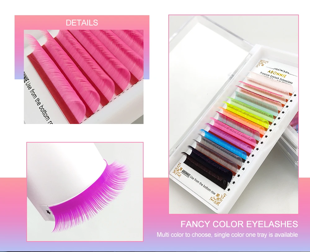 Abonnie Custom Own Brand Rainbow Glitter Lashes Individual Color