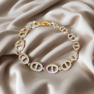 Muxcor Trendy Women's Fashion Chain & Link Bracelets Gold Plated Copper Alloy Zircon Bracelet Jewelry Daily Wear