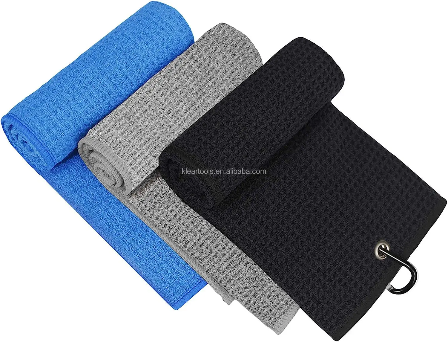 3 Pack Trifold Golf Towel For Golf Bags With Carabiner Clip Premium