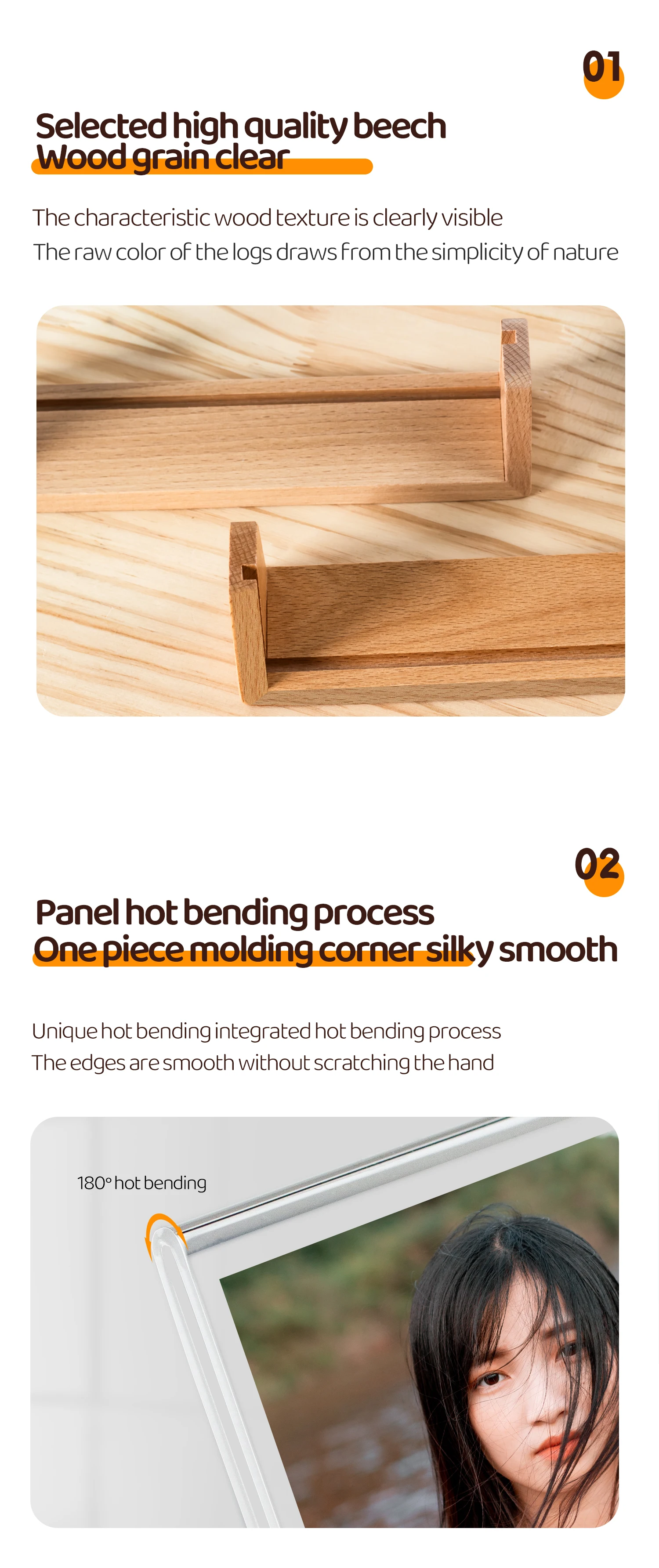 Fast Delivery Wholesale U Shape Wooden Acrylic Photo Frame Beech Solid Wood Acrylic Picture Frame supplier