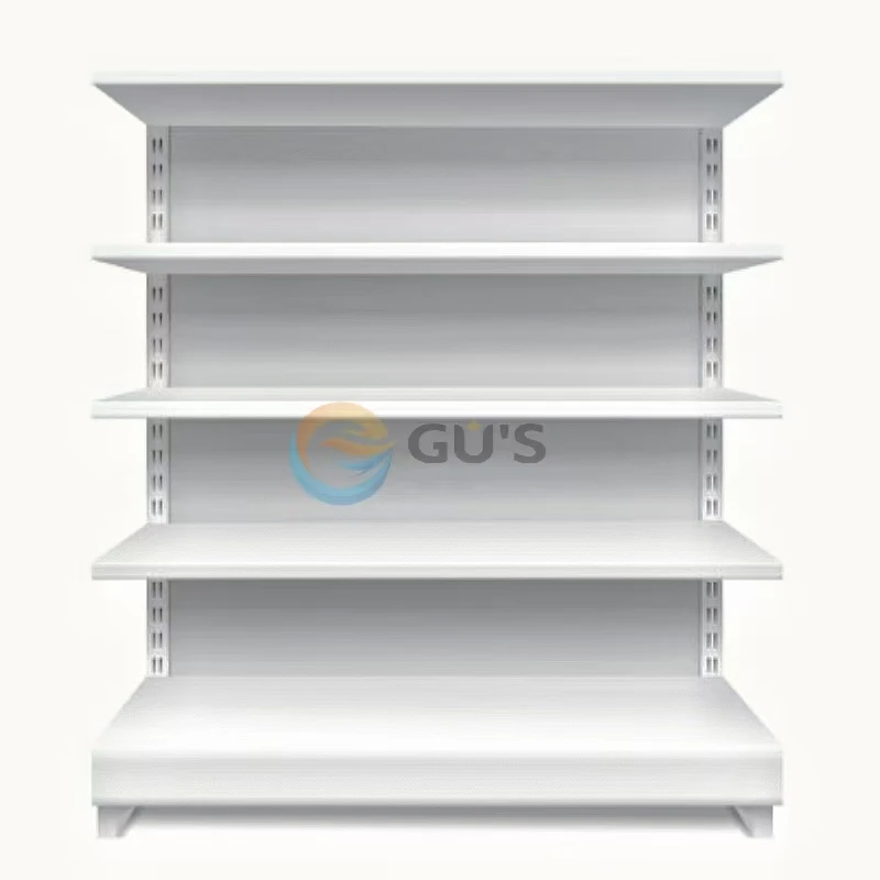 Factory Heavy Duty Grocery Store Racks Supermarket Slat Wall Display Shelves Gondola Label Stand Single Double Side Foldable