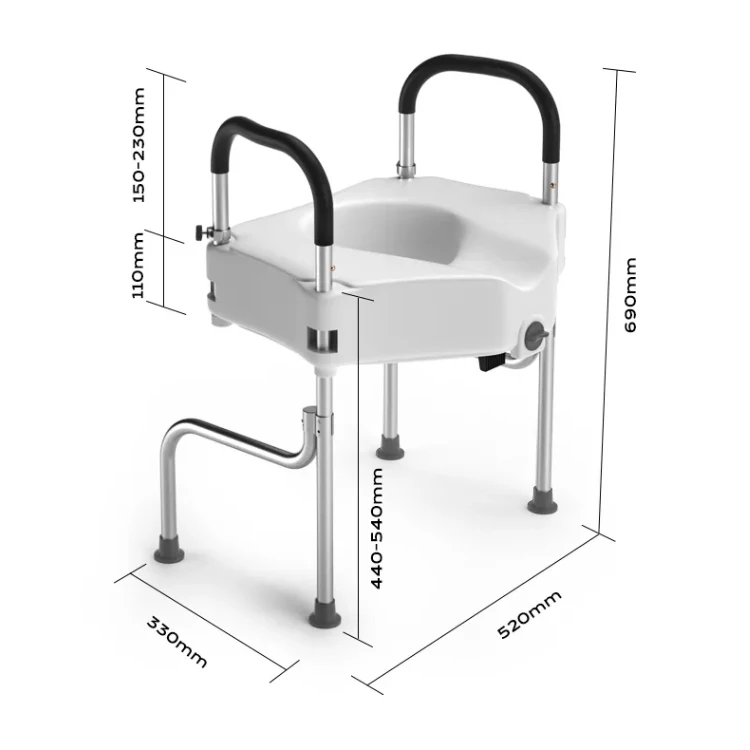 Height Adjustable Bathroom Raised Toilet Seat For The Elderly And