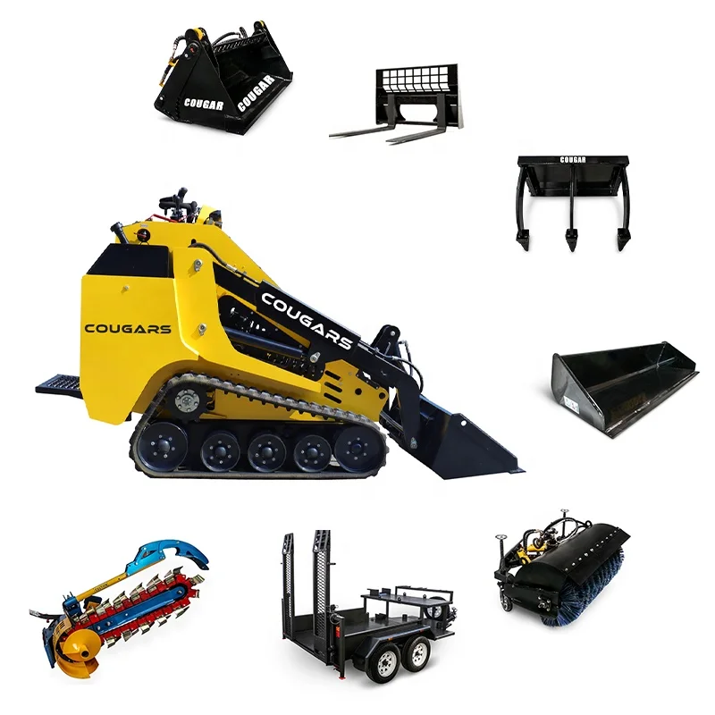 COUGARS Tracked Mini Skid Steer Loader Skid Steer With Skid Steer BucketHammer Breaker