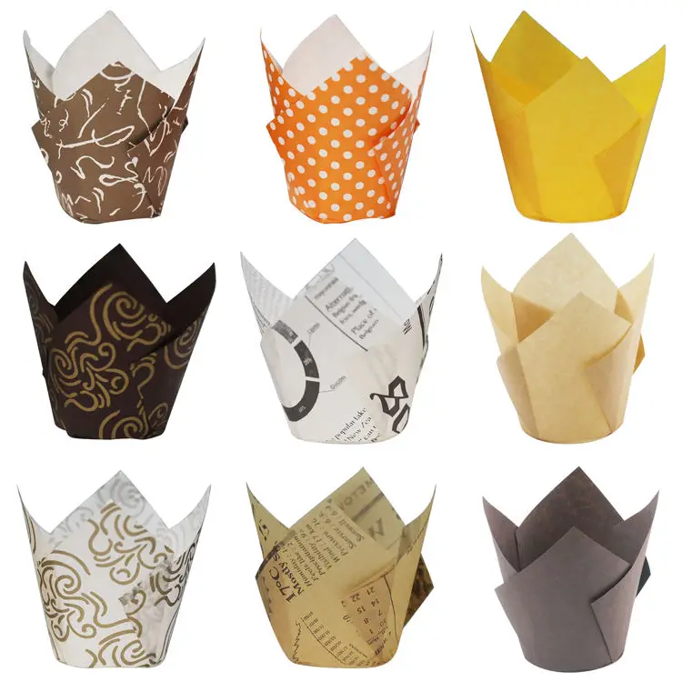 High Temperature Disposable Decorative Tulip Muffin Cupcake Baking Cups Cups Paper Cupcake Tulip Liners Tulip Paper