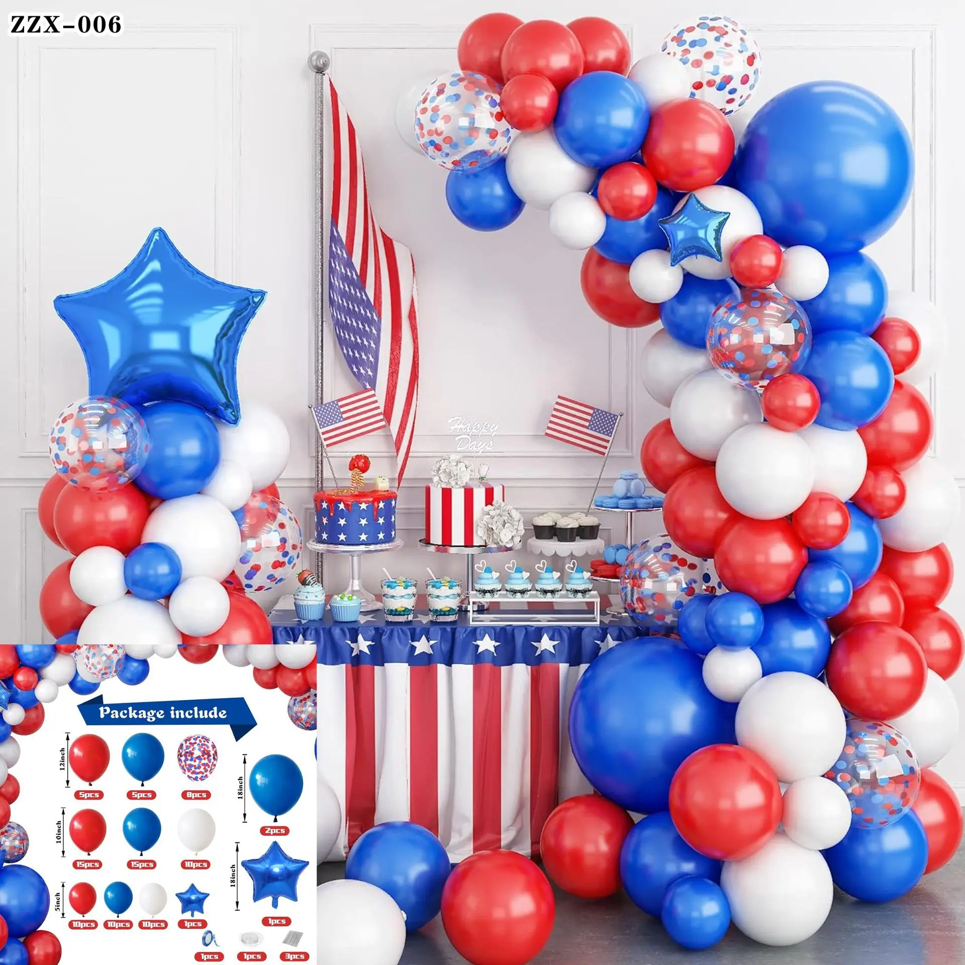 Kit De Globos Para Cumpleaños Niño 5 Años - Colores Rojo, Azul, Negro, Incluye Número 5 Y Estrellas