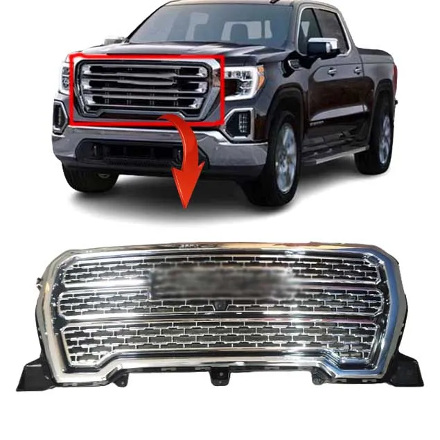 شبكة أمامية علوية من الكروم لسيارة GMC Sierra 1500 2019 2020 2021 ملحقات طقم هيكل أجزاء OEM 84633827